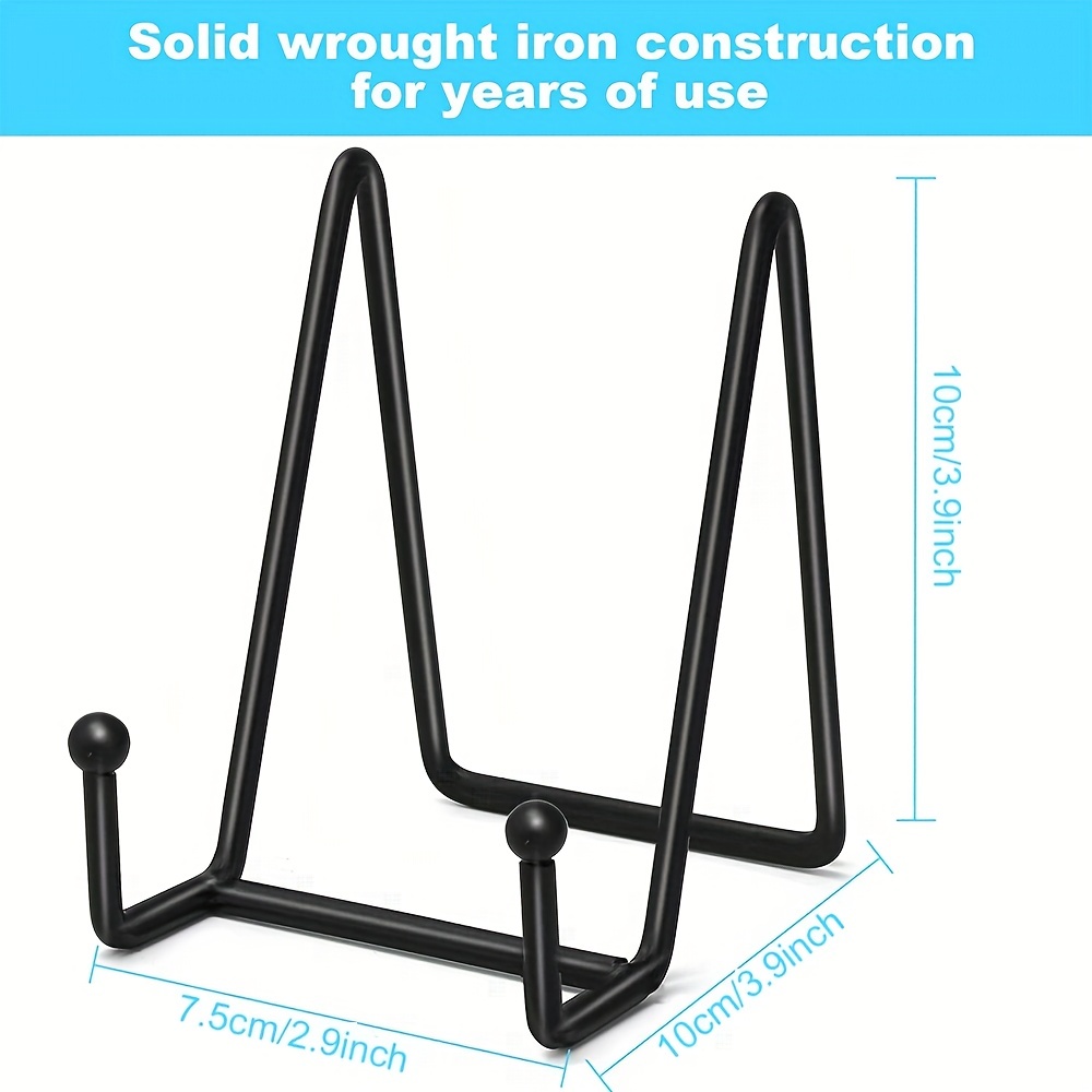 Black Iron Easel Plate Display Photo Holder Stand Plate Stands for Display  Metal Frame holder stand for Picture, Decorative Plate, Book, Photo Easel