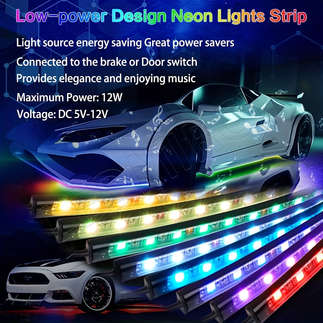 12v Rgb Led Neon Car Multi color Atmospheric Accent Light - Temu