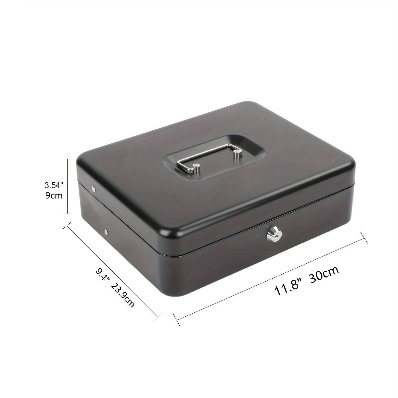 Flexzion Caja de dinero con bandeja de dinero y cerradura, caja de metal  para pequeñas empresas, caja de dinero negra de 9 compartimentos con