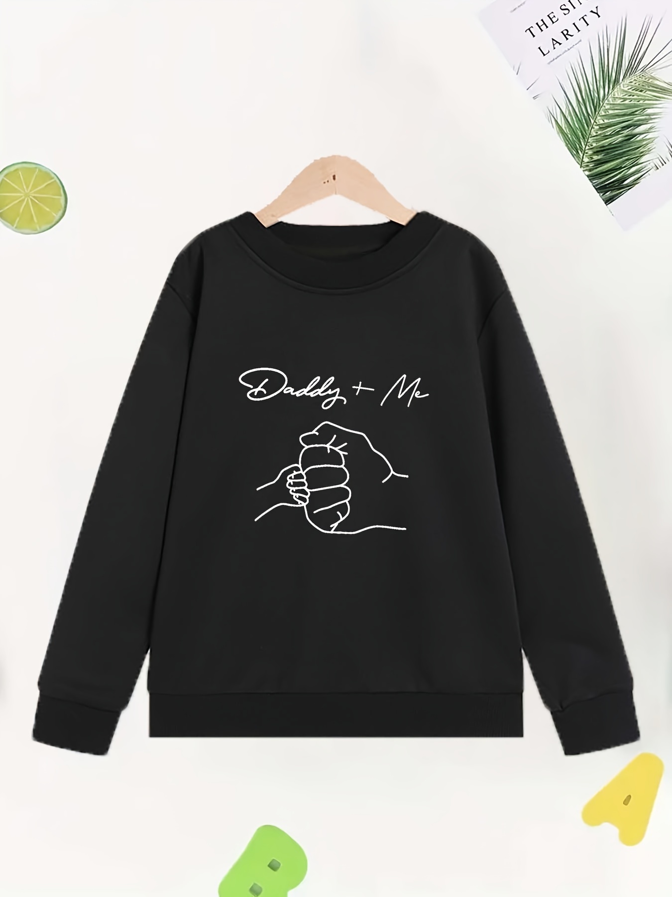 Dad Fists Print Girls Cotton Comfy Round Neck Sweatshirt Temu Denmark