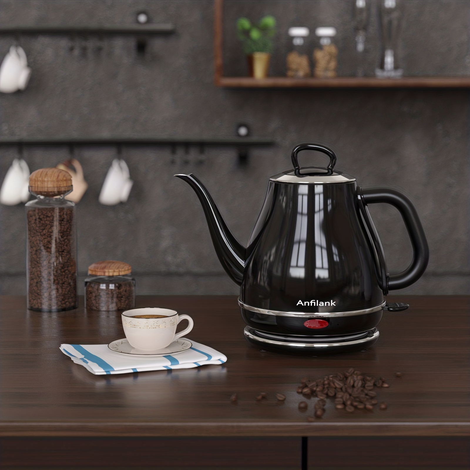 Electric Kettle, Pour Over Coffee Kettle & Tea Kettle 100% Food Grade Stainless Steel Interior Water Boiler, Coffee Pot, Auto Shut-Off and Boil-Dry