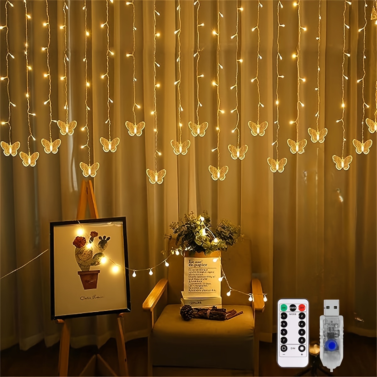 Twinkle Star Lot de 2 lumières à piles, guirlande lumineuse LED avec  télécommande, minuterie scintillante, guirlande lumineuse luciole pour fête  de jardin, décoration intérieure, blanc chaud