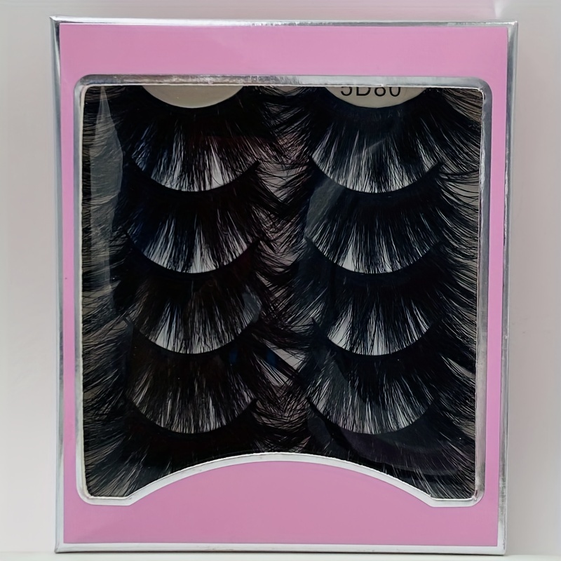 5 Pairs Faux Mink Eyelashes Lengthening Thickening False Eyelashes