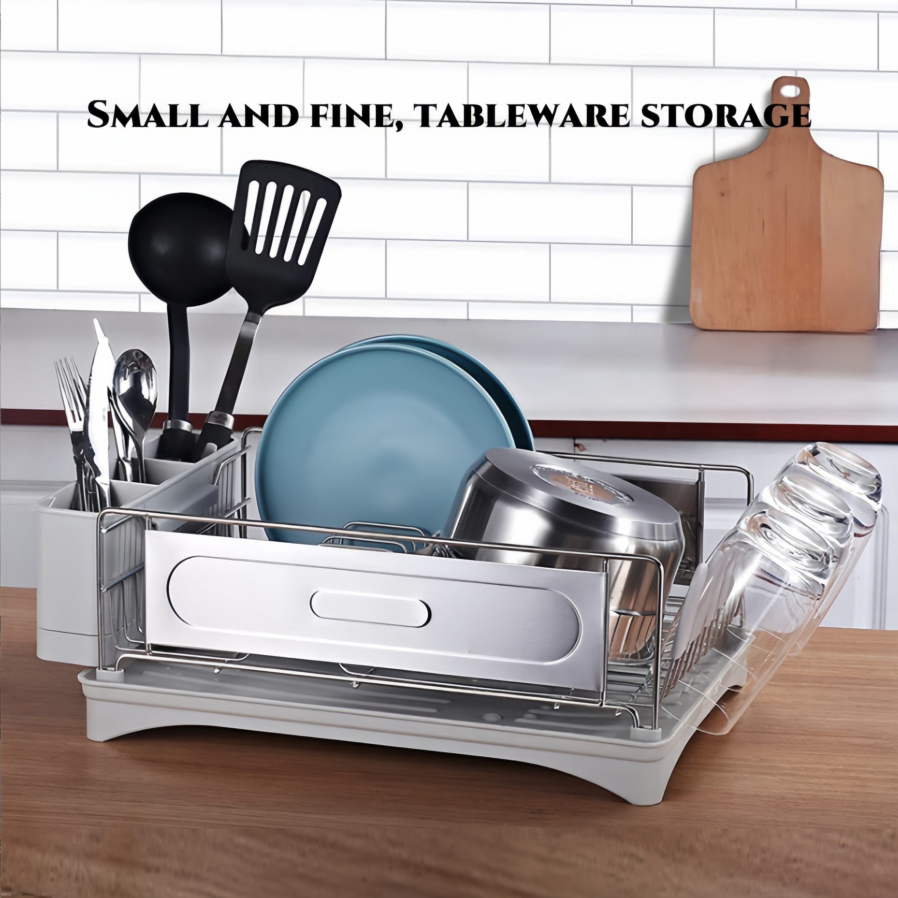 Metal Dish Drying Rack for Kitchen Counter Plates Drainer with Removable  Utensil Holder Drainboard Swivel Spout Sink Organizer - AliExpress