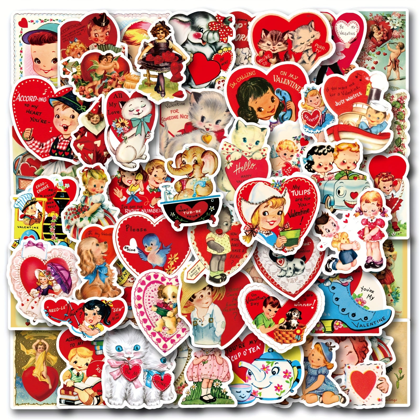 INSTANT DOWNLOAD, Vintage Valentine Cards, Retro Valentine Children, Retro  Valentine Labels, Printable Collage Sheet 