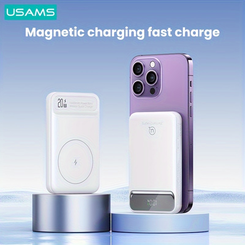 Baseus Cargador portátil MagSafe, banco de energía magnético inalámbrico de  10000 mAh con cable tipo C de carga PD de 20 W, paquete de batería delgada