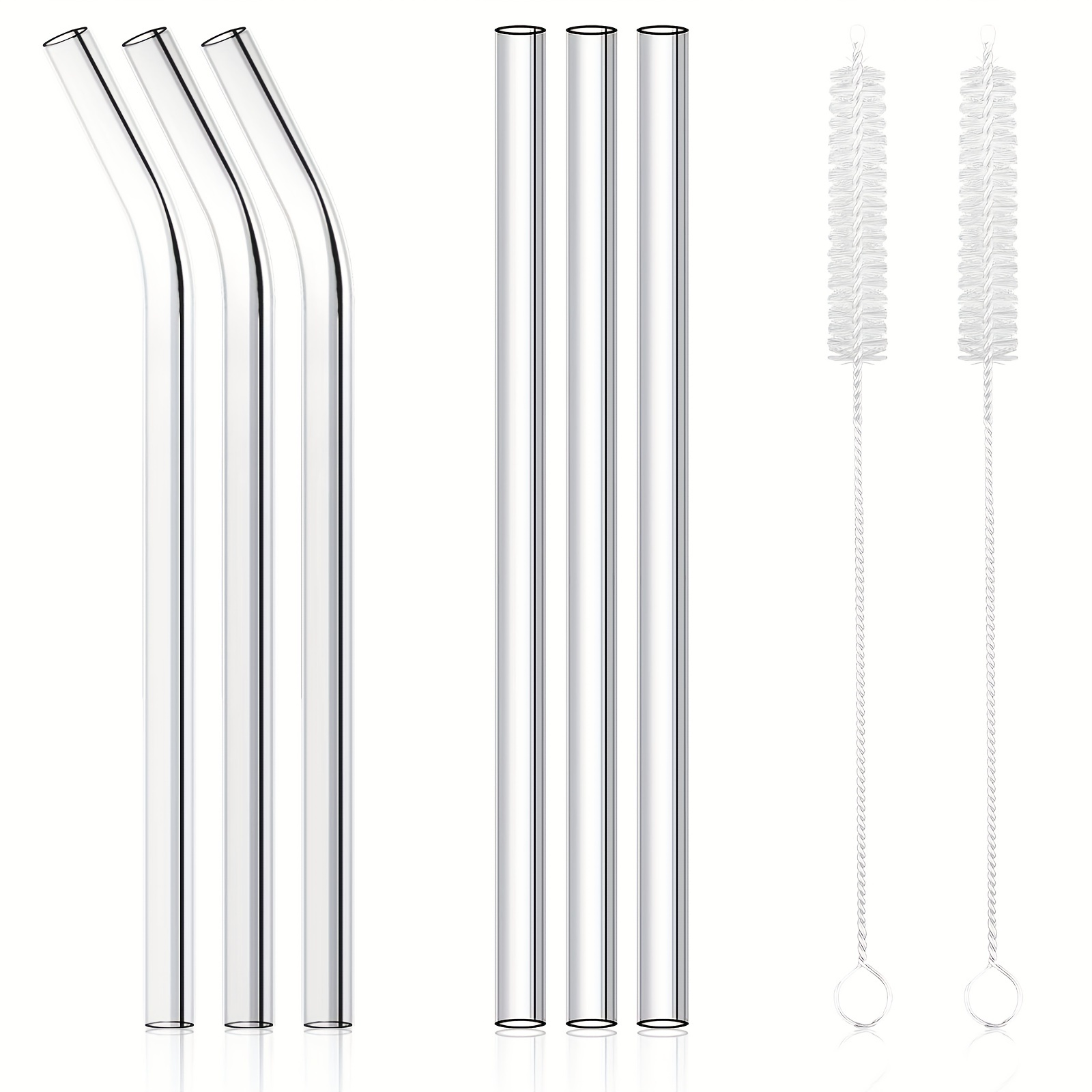 Reusable Clear Glass Straws Set For Smoothie Milkshakes - Temu