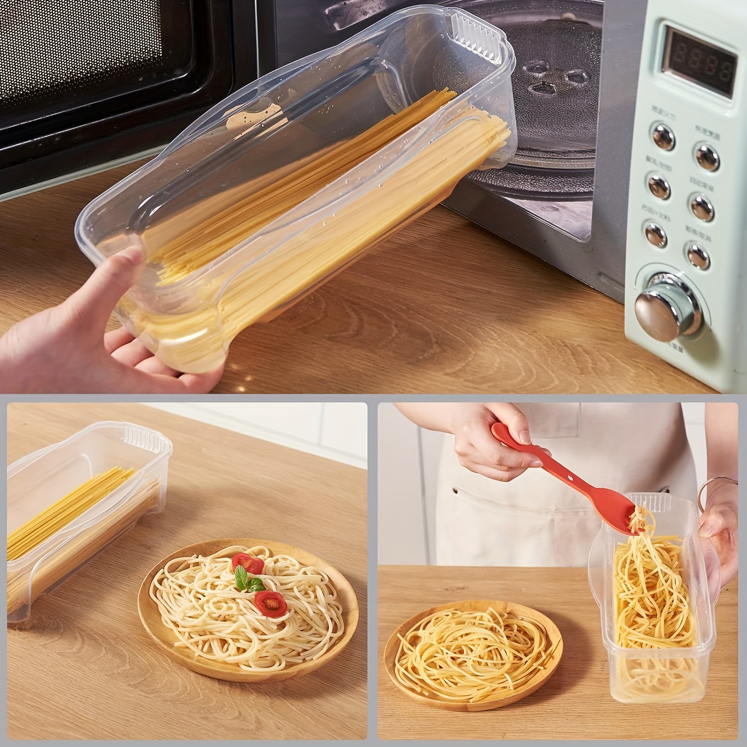 Microwave Pasta Cooker with Strainer Heat Resistant Pasta Steamer