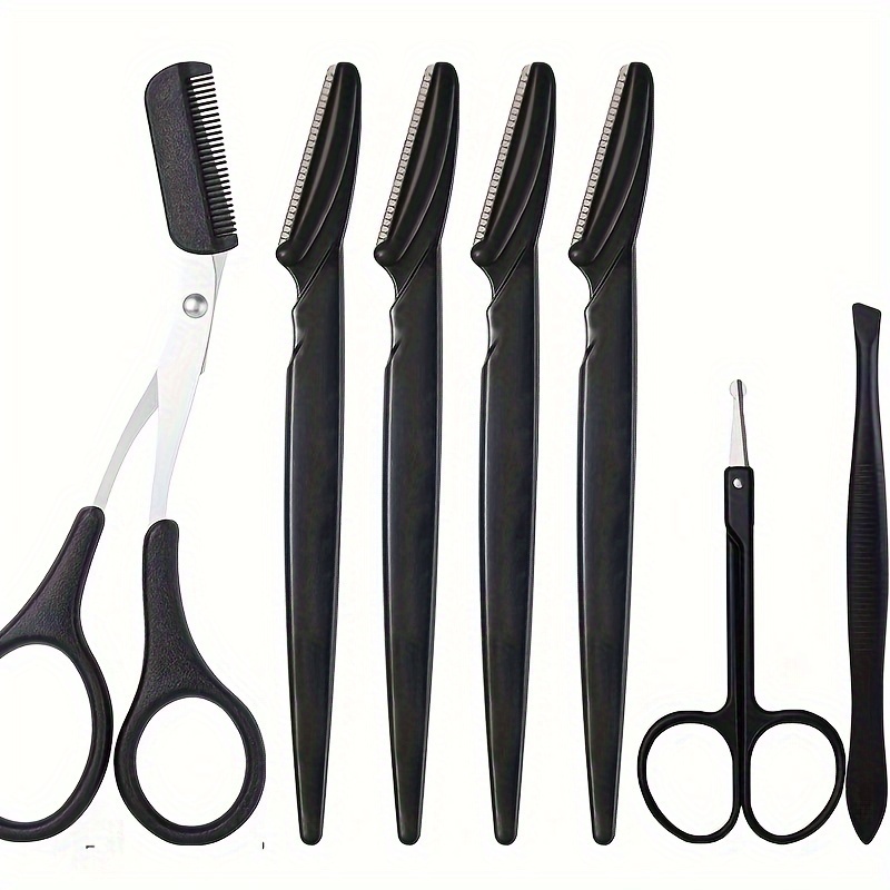 Eyebrow Razor,1Pc Grey Eyebrow Trimmer Eyebrow Scissors With Comb Eyebrow  Clipper Eyebrow Scraper