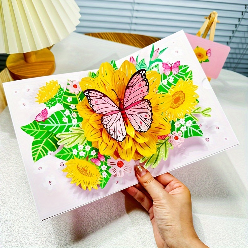 Get Well Soon Pop Up Cards, 3D Paper Flowers Bouquet Greeting Cards  Sunflower Birthday Popup Cards Congratulations Gifts for Women Boss Best  Friends