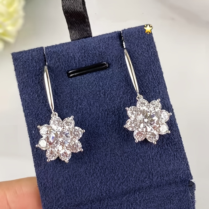 

Elegant Moissanite Drop Earrings Sterling Silver Sunflower Ear Hook Stud Earrings For Women