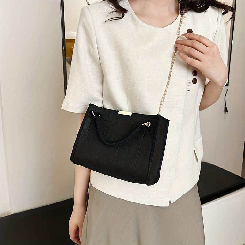 Felt Crossbody Bag Chain Shoulder Handbag