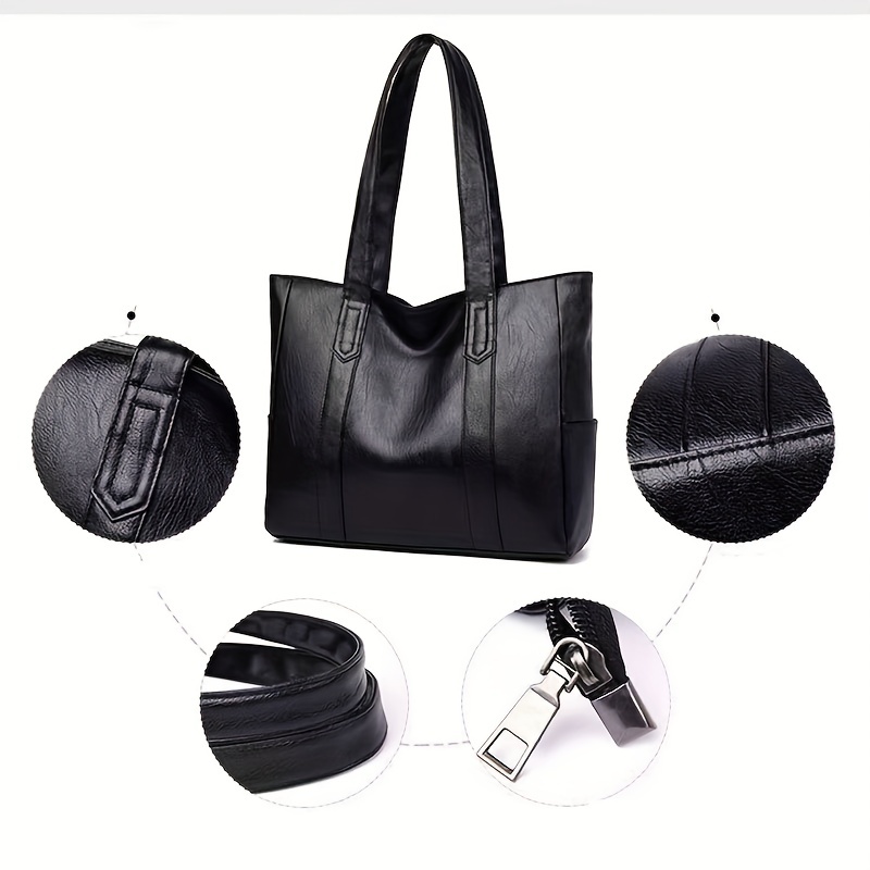 Minimalist Shoulder Tote Bag Black Vintage