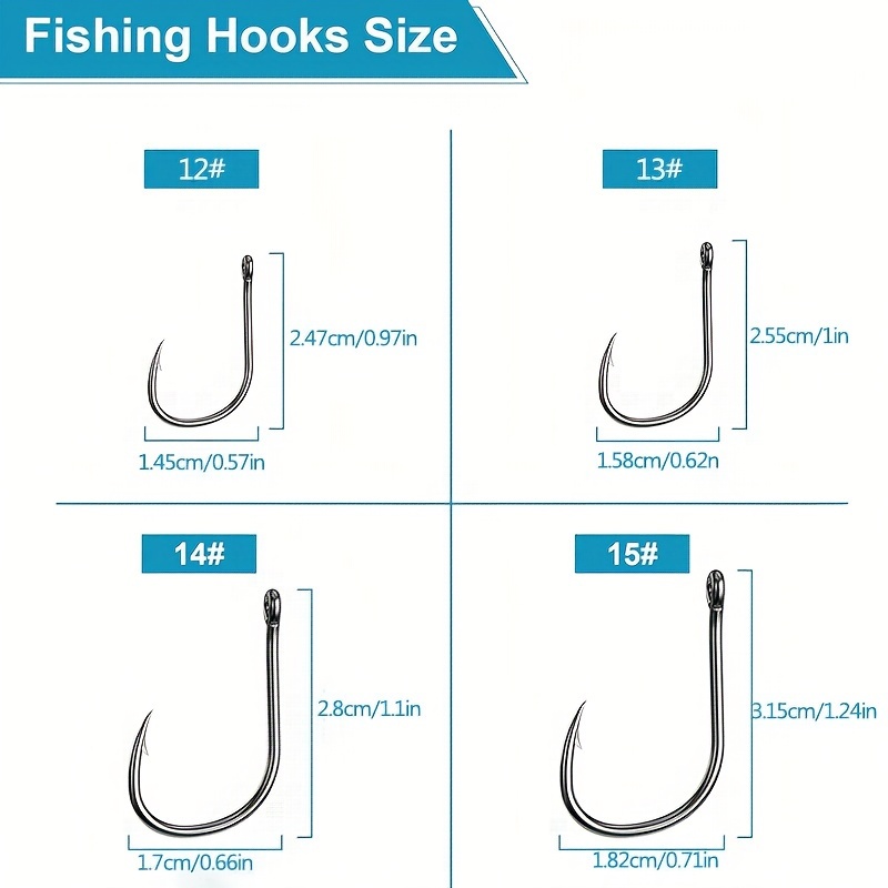 Premium Fishing Hooks 10 Sizes Reemoo Carbon Steel Fishing - Temu