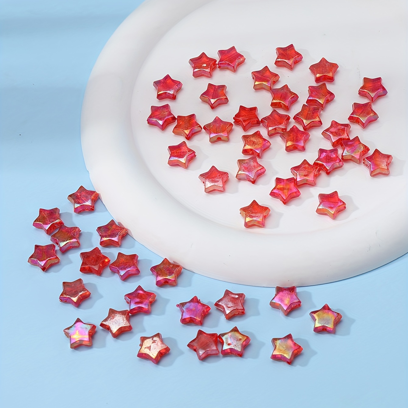 100pcs 8mm DIY Star-shaped Beads Star-shaped Glass Spacer Beads Colored  Star-shaped Beads For Handmade Jewelry Bracelet Necklace Making