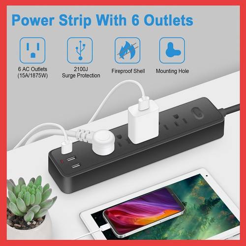 5 Power Supply+3USB-A Surge Outlet With Switch