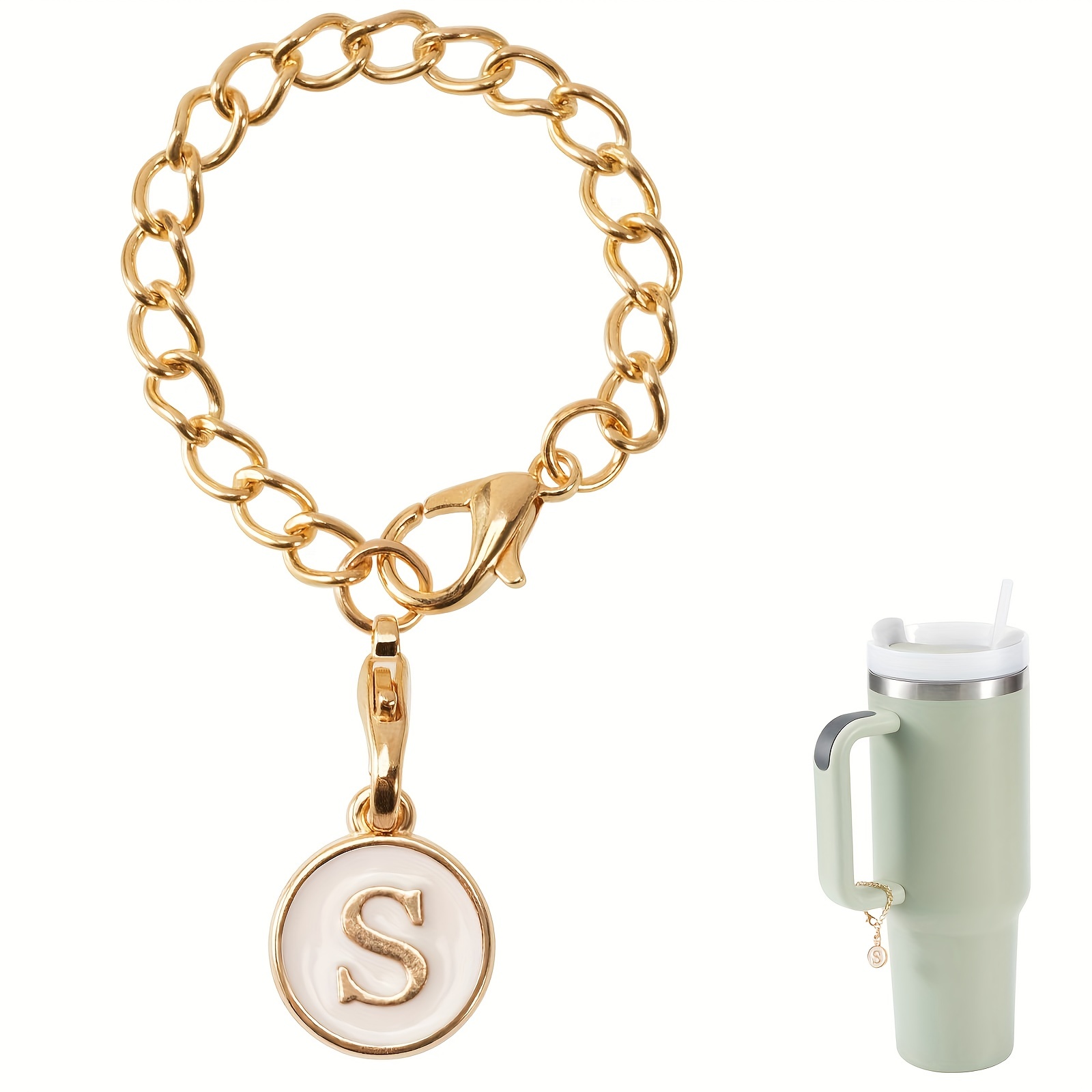 Stanley Tumbler Gold Initial Charm Accessories Pretty Stanley