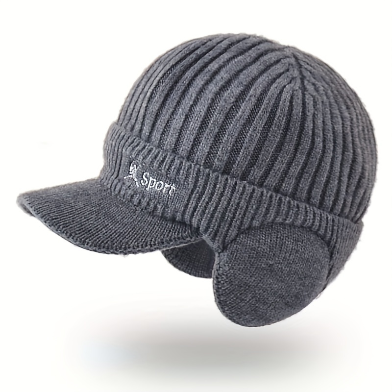 Gorra De Invierno Para Hombre Con Orejeras De Cuero Y Diseño