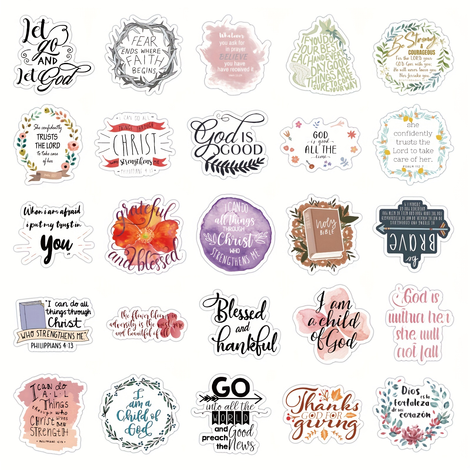 50Pcs Inspirational Phrases Stickers, Christian Stickers Religious Jesus  Motivational Stickers for Water Bottles, Easter Christmas Gifts for Men  Women