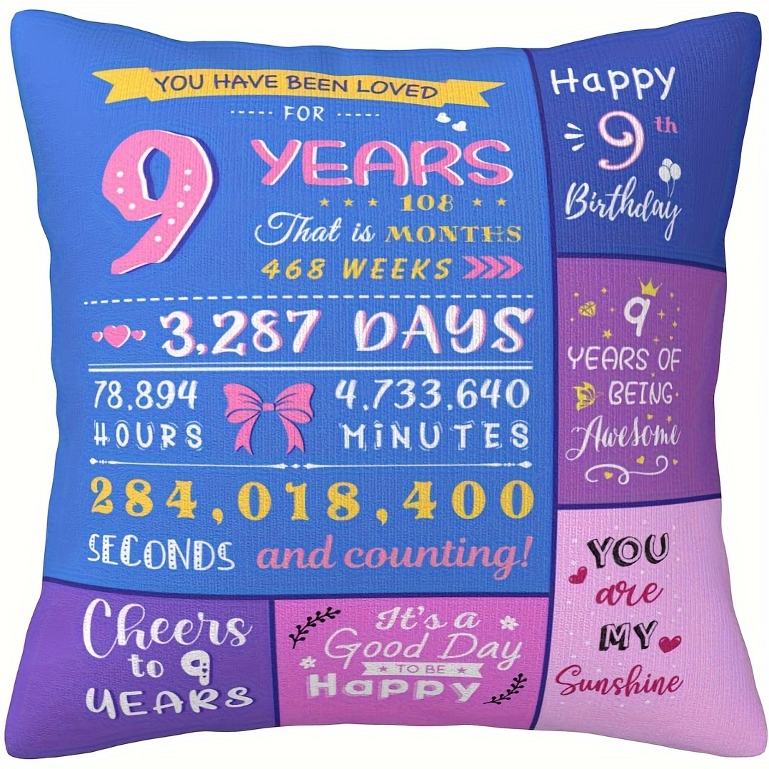 Birthday Gifts For 9 Year Old Pillow Covers 9th Birthday - Temu
