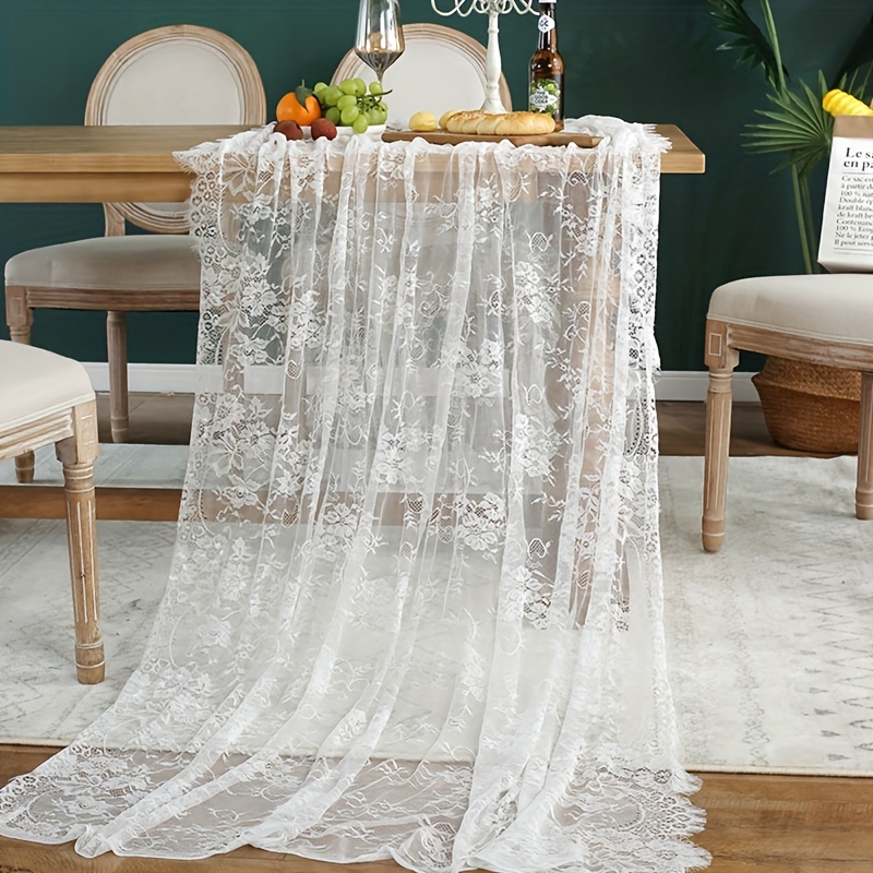 Mantel de encaje blanco para boda, exquisito mantel de boda, tela de encaje  de 60 x 120 pulgadas, superposición de encaje vintage para decoración de