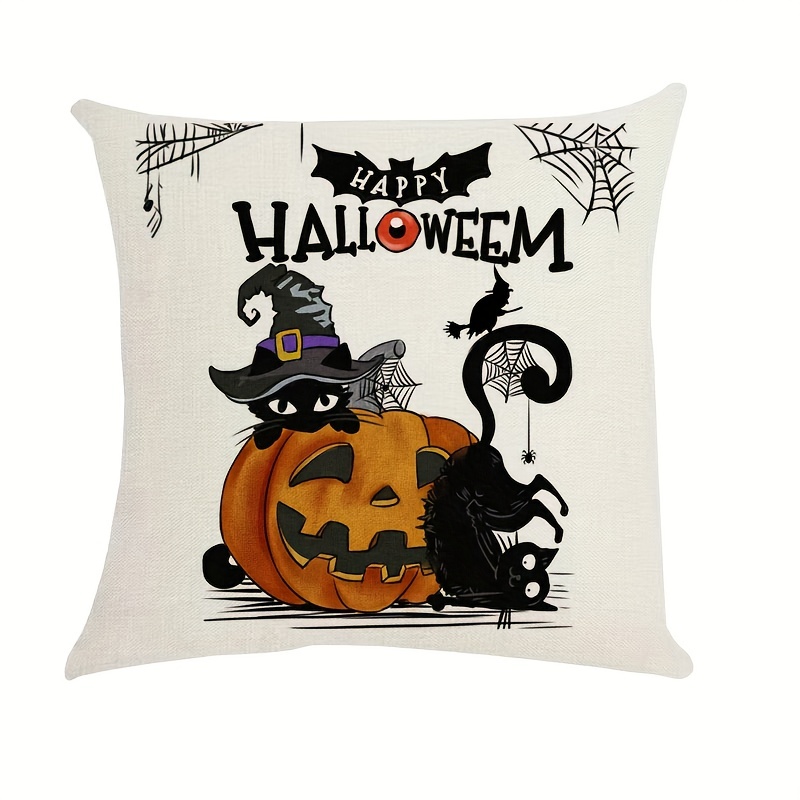 Linen Halloween Decorative Throw Pillow Case Pumpkin Gnome - Temu