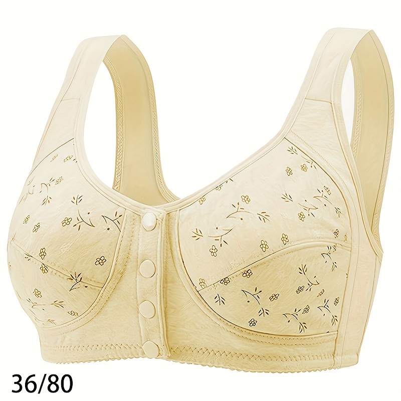 Plus Size Floral Jacquard Contrast Mesh Seamless Bra, Women's Plus Medium  Stretch Bra