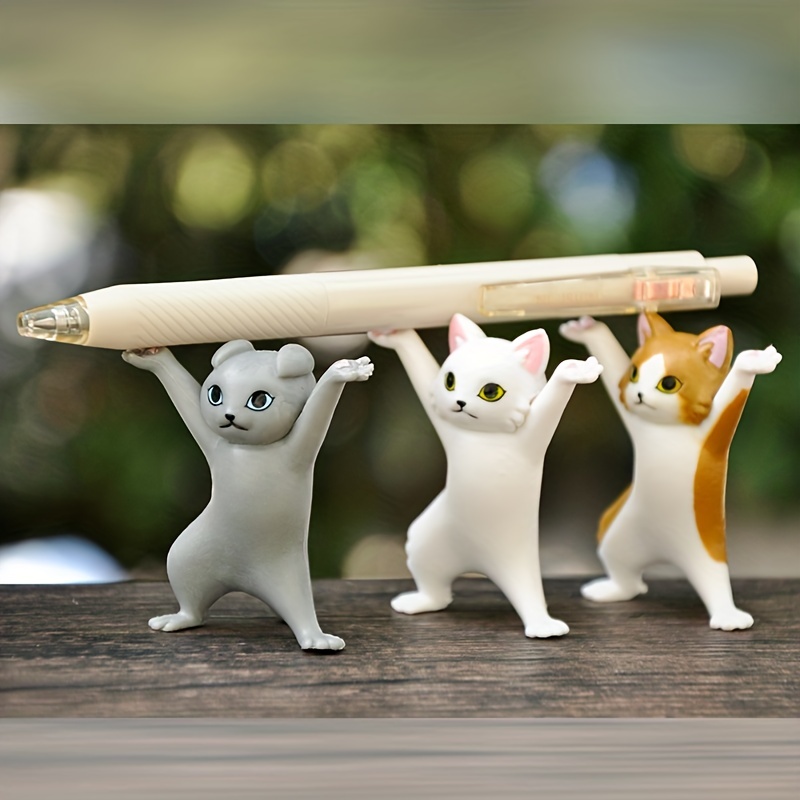 Dancing Cat Figurine Pen Holder Kitty Ornament Cute - Temu