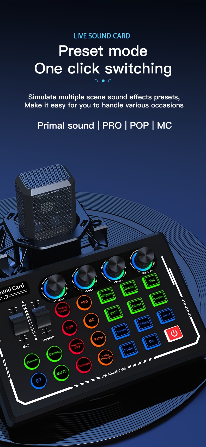 v88 sound card mixer with lantern effect gorgeous plug 6 35 dynamic circle wheat recording singing details 2