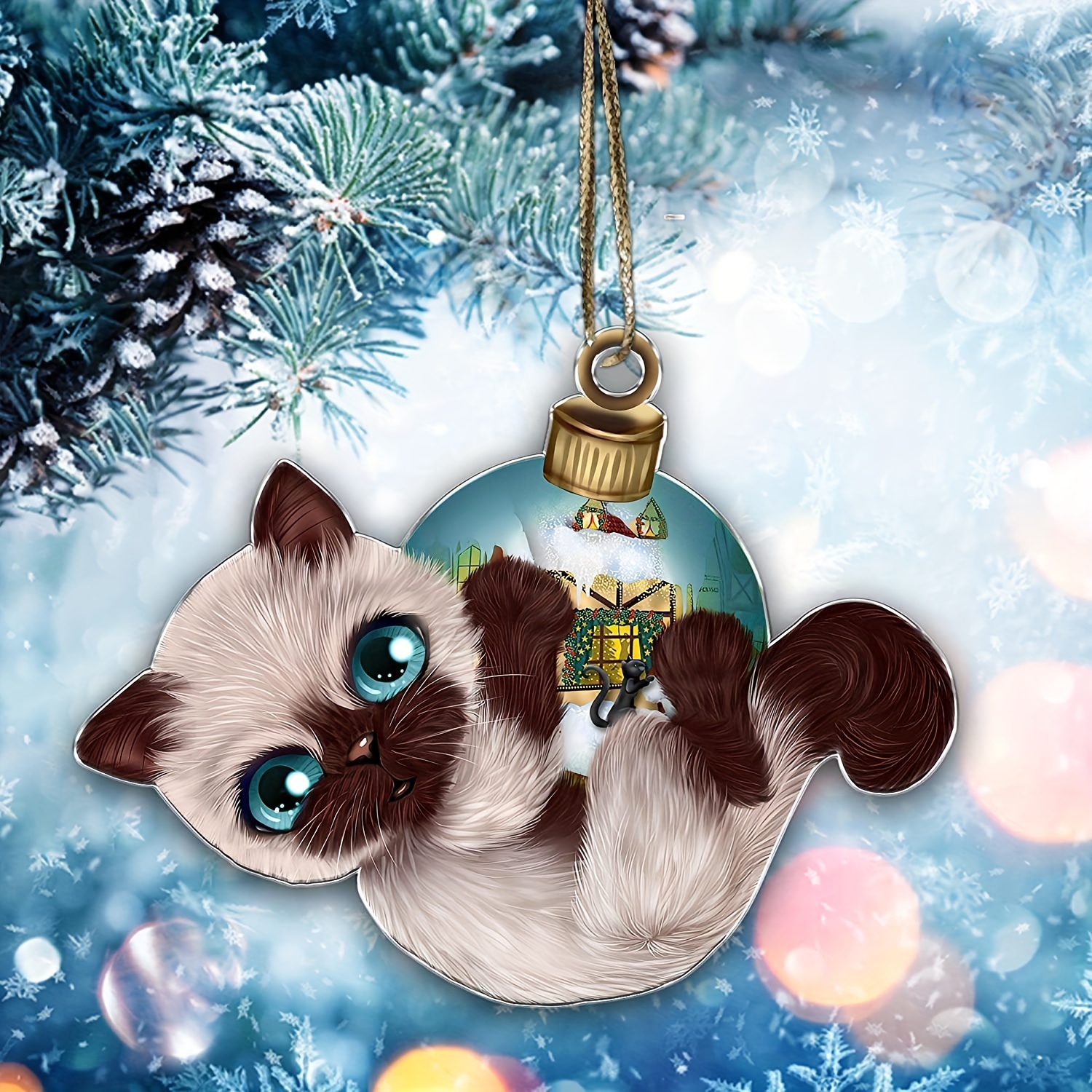 Product Creative Christmas Cat Flat Car Hanging Ornament - Temu