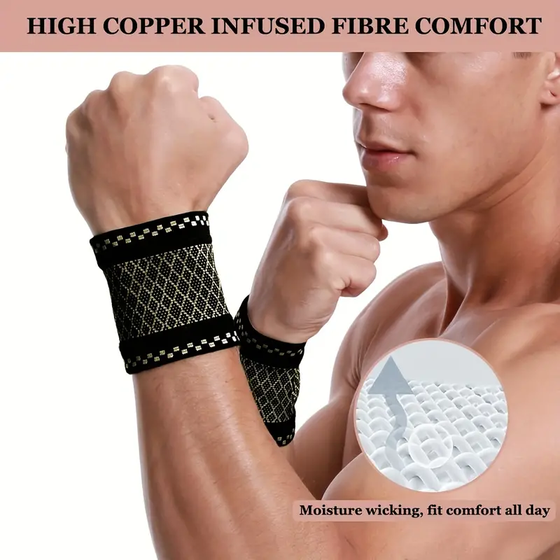 Copper Wrist Compression Sleeve Compression Wrist Brace - Temu