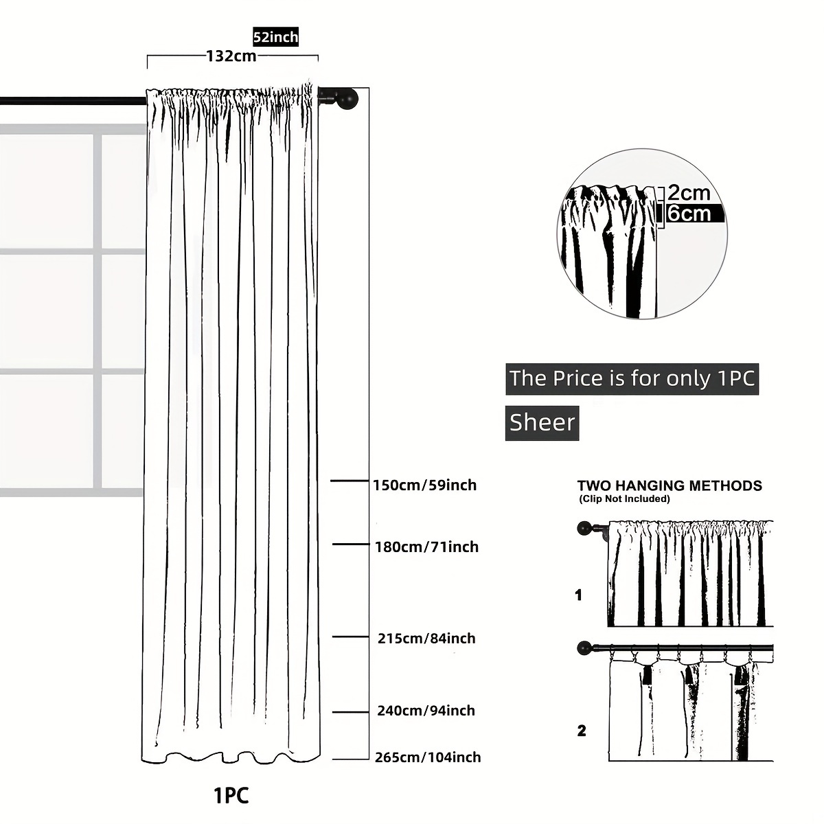 Rideau transparent Piano blanc sur fond sombre