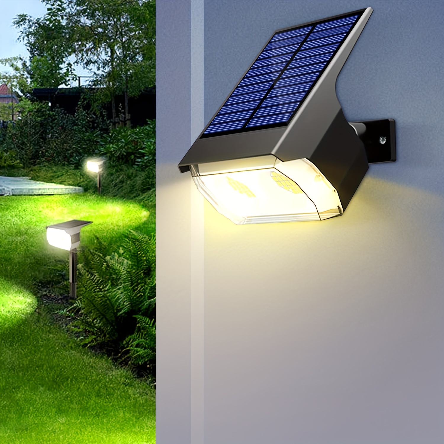 T-SUN Focos solares de 2 W, luces LED de paisaje alimentadas por energía  solar para exteriores, impermeables, luces de pared de seguridad solar de