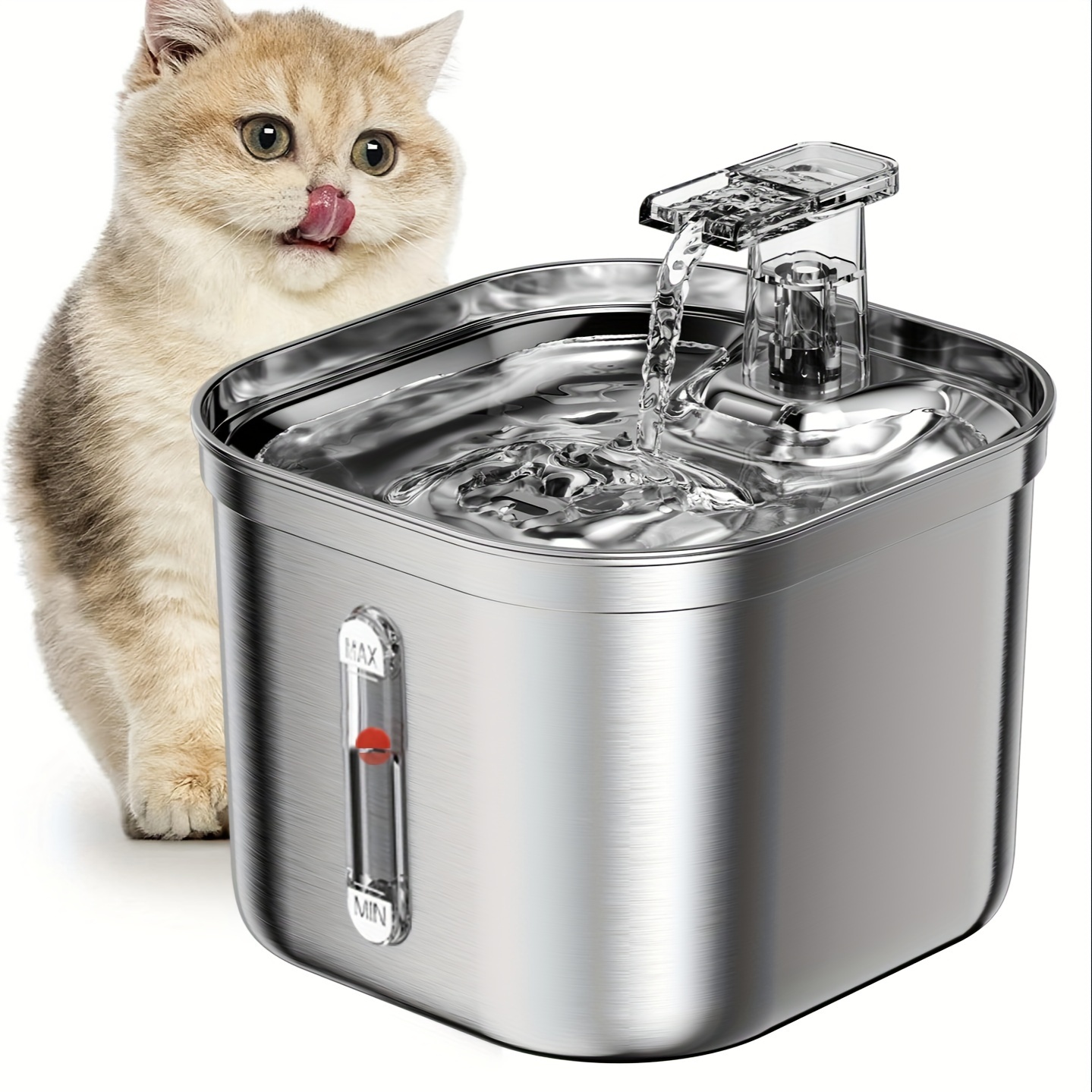 

Pet Drinking Fountain, Stainless Steel Cat Water Feeder, Cat Circulation Filter Water Dispenser, Pet Intelligent Drinking Bowl, 2.2l