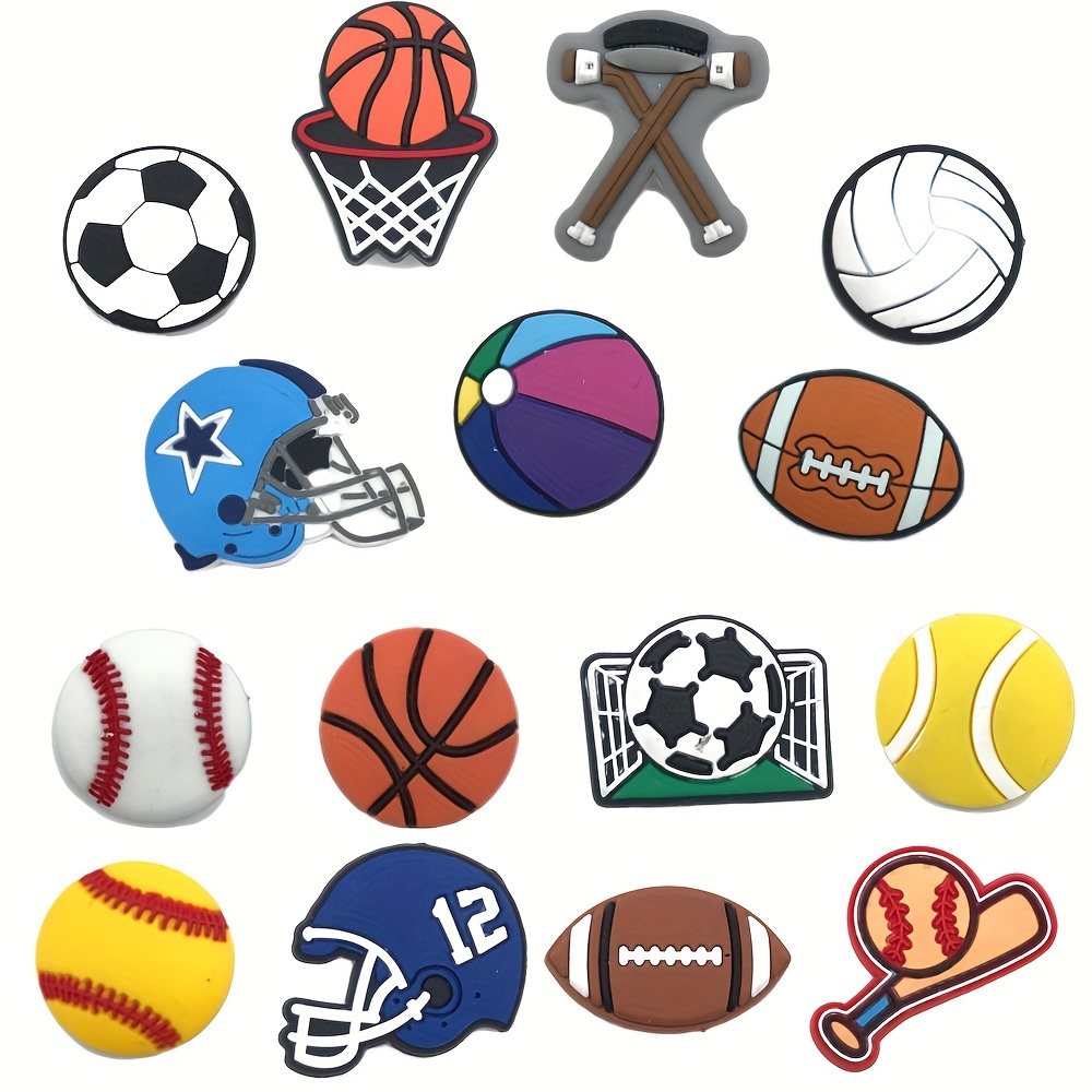 25 50PCS Baseball Shoe Charms for Croc Bubble Slides Clogs Sandals, Sports  Balls Shoe Accessories Decorations for Boys Men Teens Adults