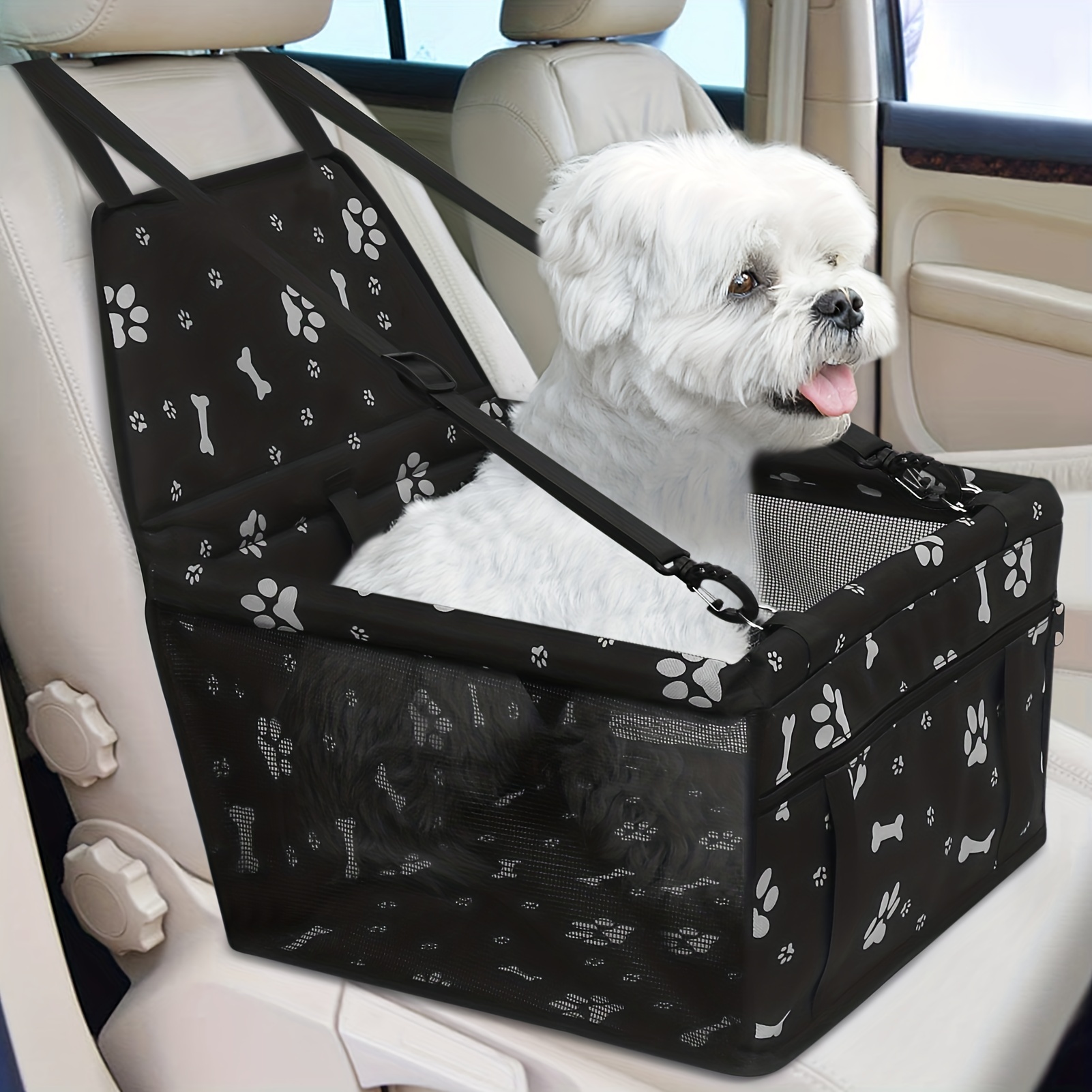 Existen los asientos de coche para perros pequeños y son geniales reducir  su ansiedad en el viaje