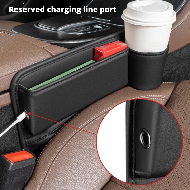 Car Seat Gap Filler Leather Car Seat Organizer with Cup Holder, Passenger  Side
