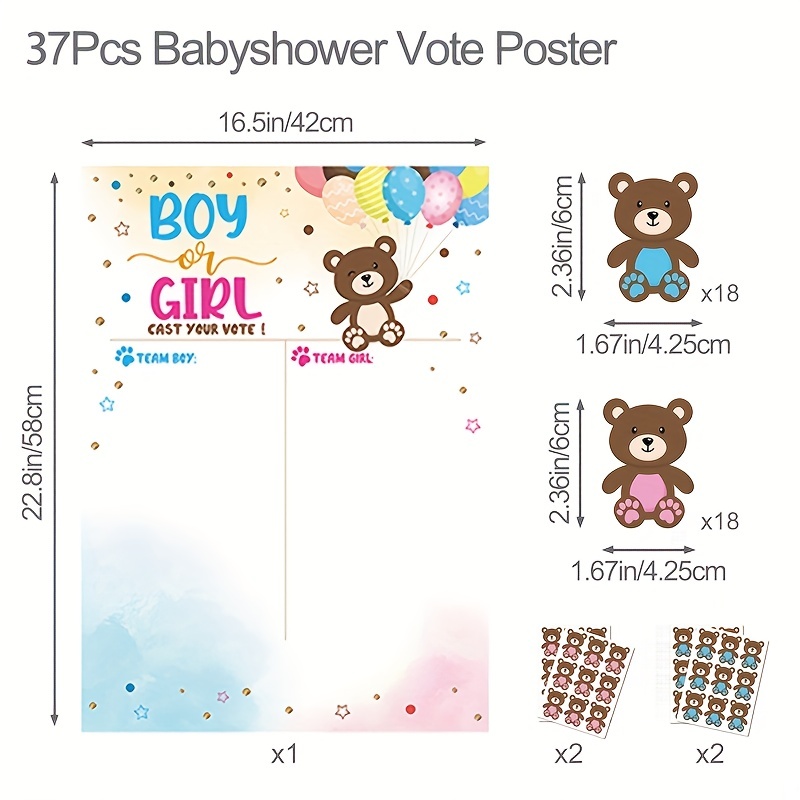 Gender Reveal Poster Set Fun Game Stickers Baby Shower - Temu, gender  reveal party decoration 