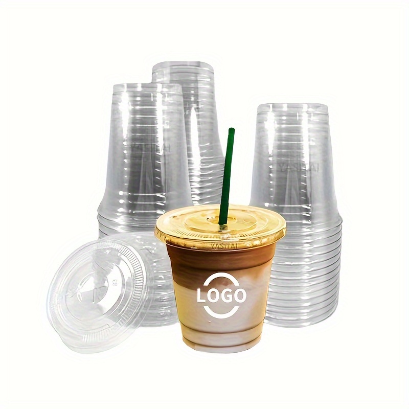 Clear Plastic Cups With Strawless Sip Lids Disposable - Temu