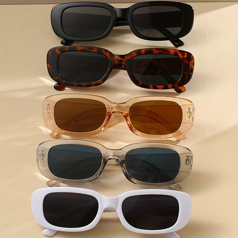 

5pcs Retro Rectangle Fashion Glasses For Women Men Vintage Anti Glare Sun Shades For Beach Party Travel