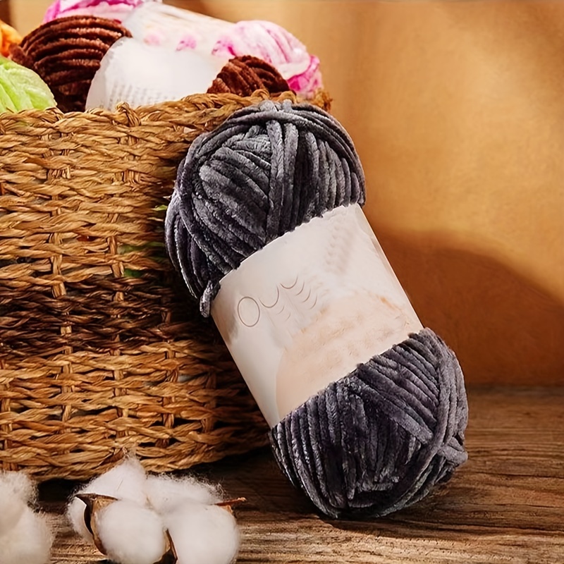  Youran Hilo de tejer 3.53 oz/1 unidad, hilo de terciopelo de  chenilla, lana para tejer, lana gruesa y cálida, hilo de punto de ganchillo  de algodón para bebé, suéter de punto