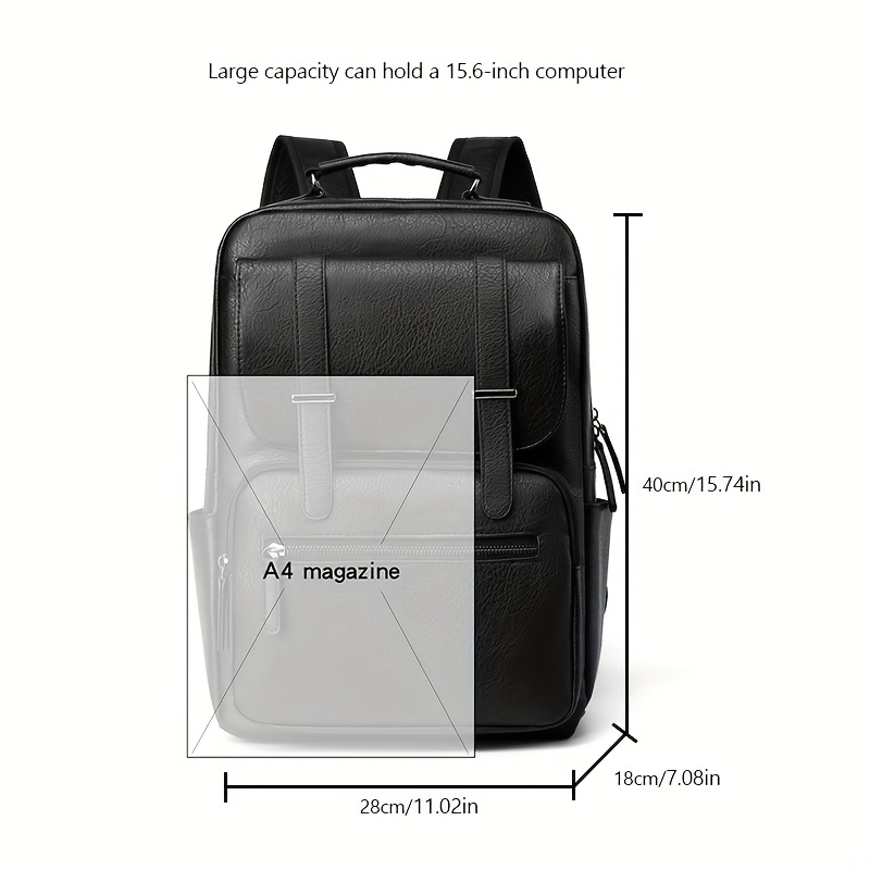 Mens Backpack Plaid Pu Business Office Backpack Student Schoolbag Large  Capacity Business Trip Computer Bag Fashion Waterproof Backpack - Bags &  Luggage - Temu