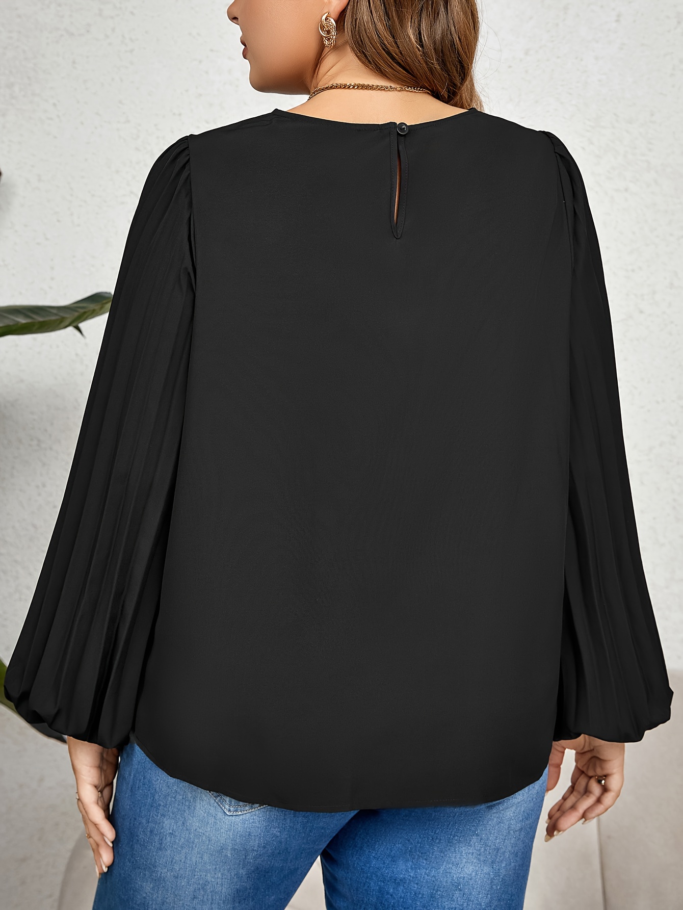 www. - Plus Size - Chiffon Blouse Pleated Back Long