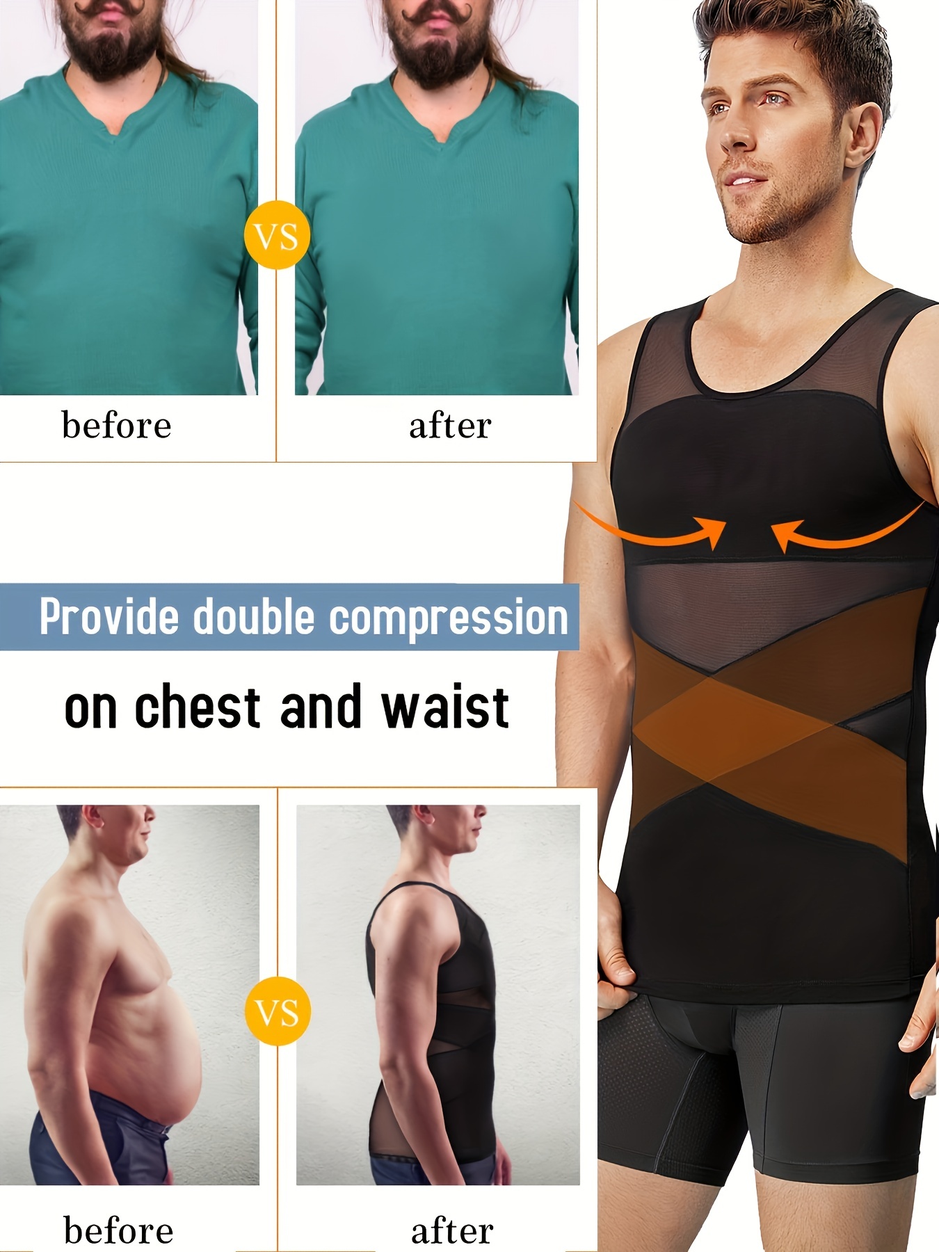 Men's Body Shaping Tank Top Slim Beer Belly Bust Tight Bodysuit
