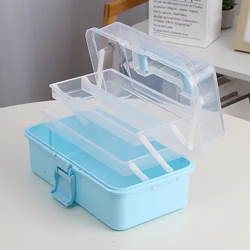 2 tier Plastic Storage Box With Removable Tray Craft - Temu
