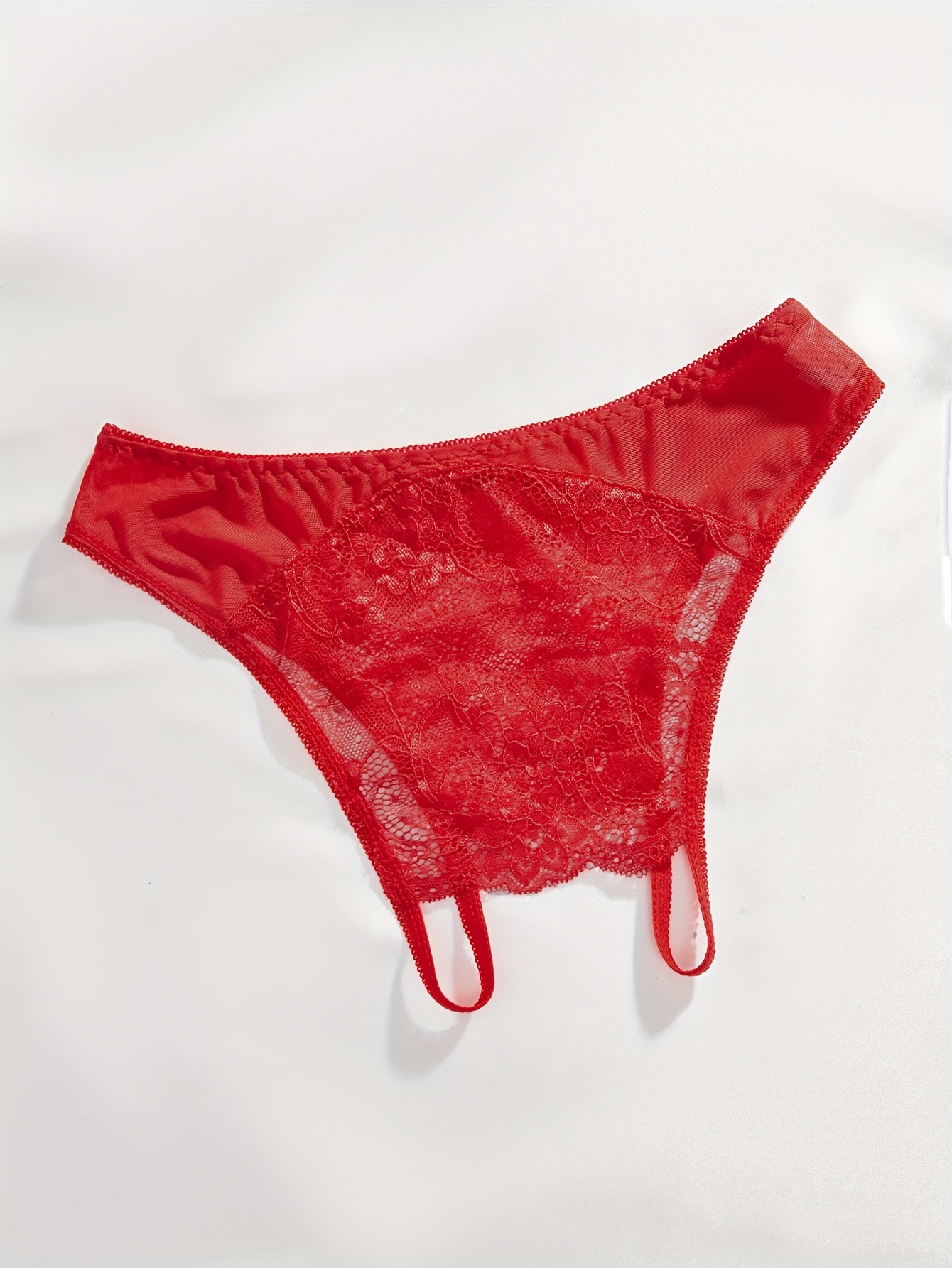Red Bow Underwear Red Chain Red Mesh Dress Open Knickers Crop T