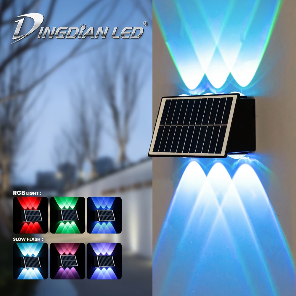 

1pc Solar Wall Light, Rgb Color Wall Light, Outdoor Wall Light, Wash Wall Light, Atmosphere Light, Outdoor Garden Light, Suitable For Yard, Outside Wall, Balcony,