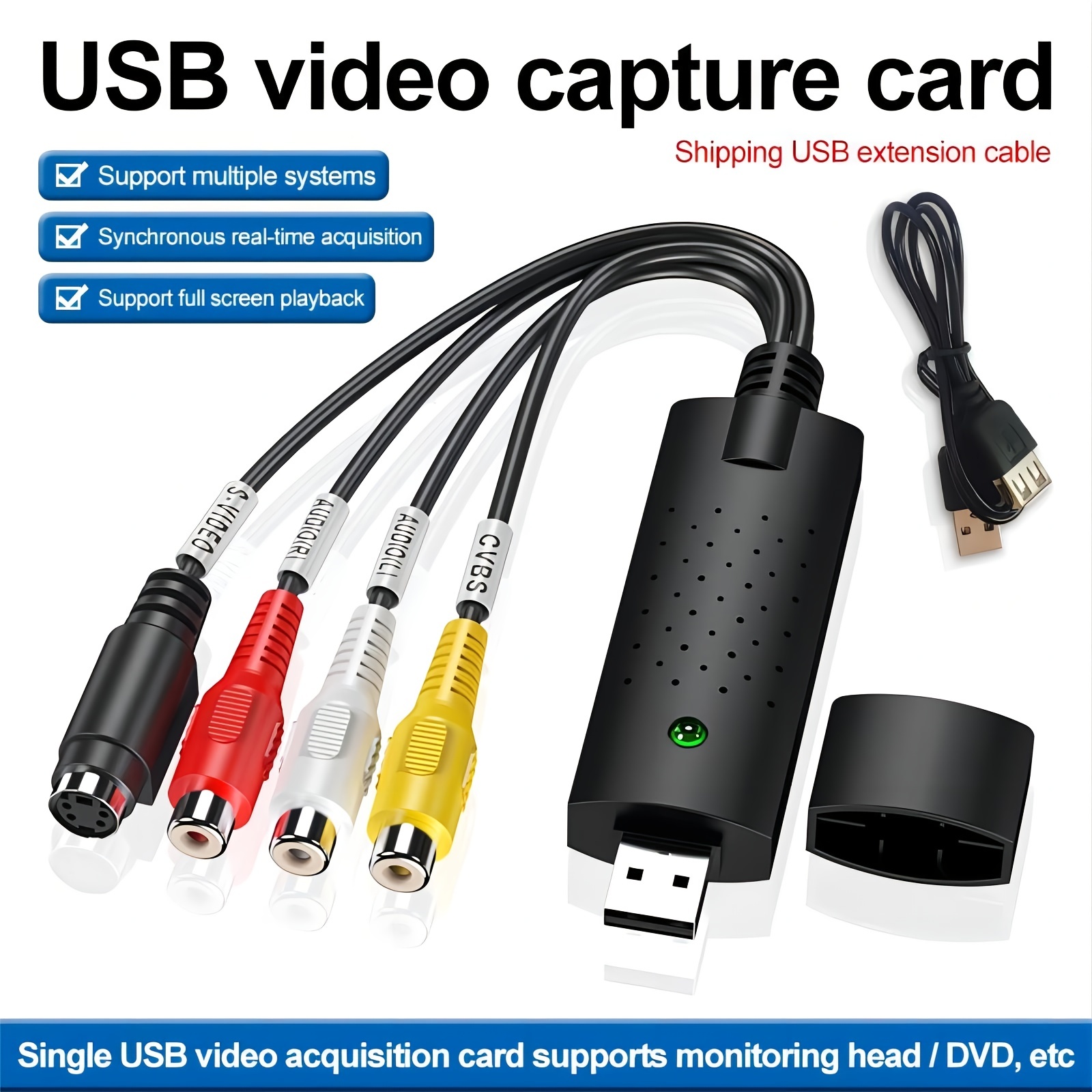 Easycap USB 2.0 Video Capture TV DVD VHS Video DVR Capture Adapter Card  with Audio Support Win7 for Computer/CCTV Camera 