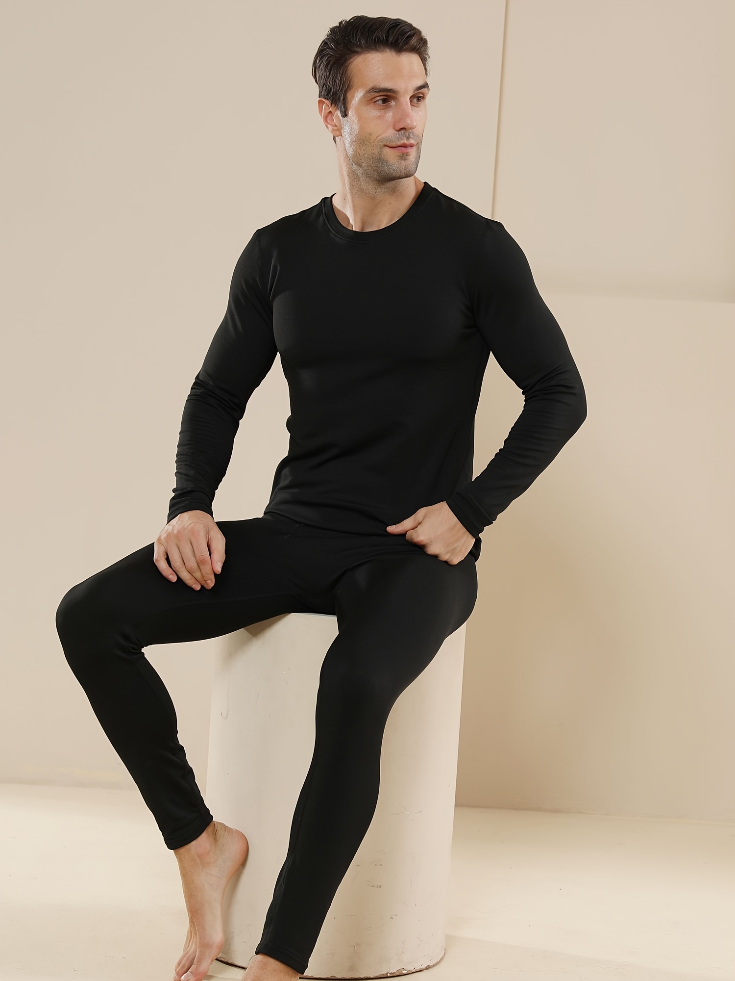 Men's Thermal Underwear Set, Thick Double-sided Dehesive With Autumn Clothes  & Pants Winter Inner Wear