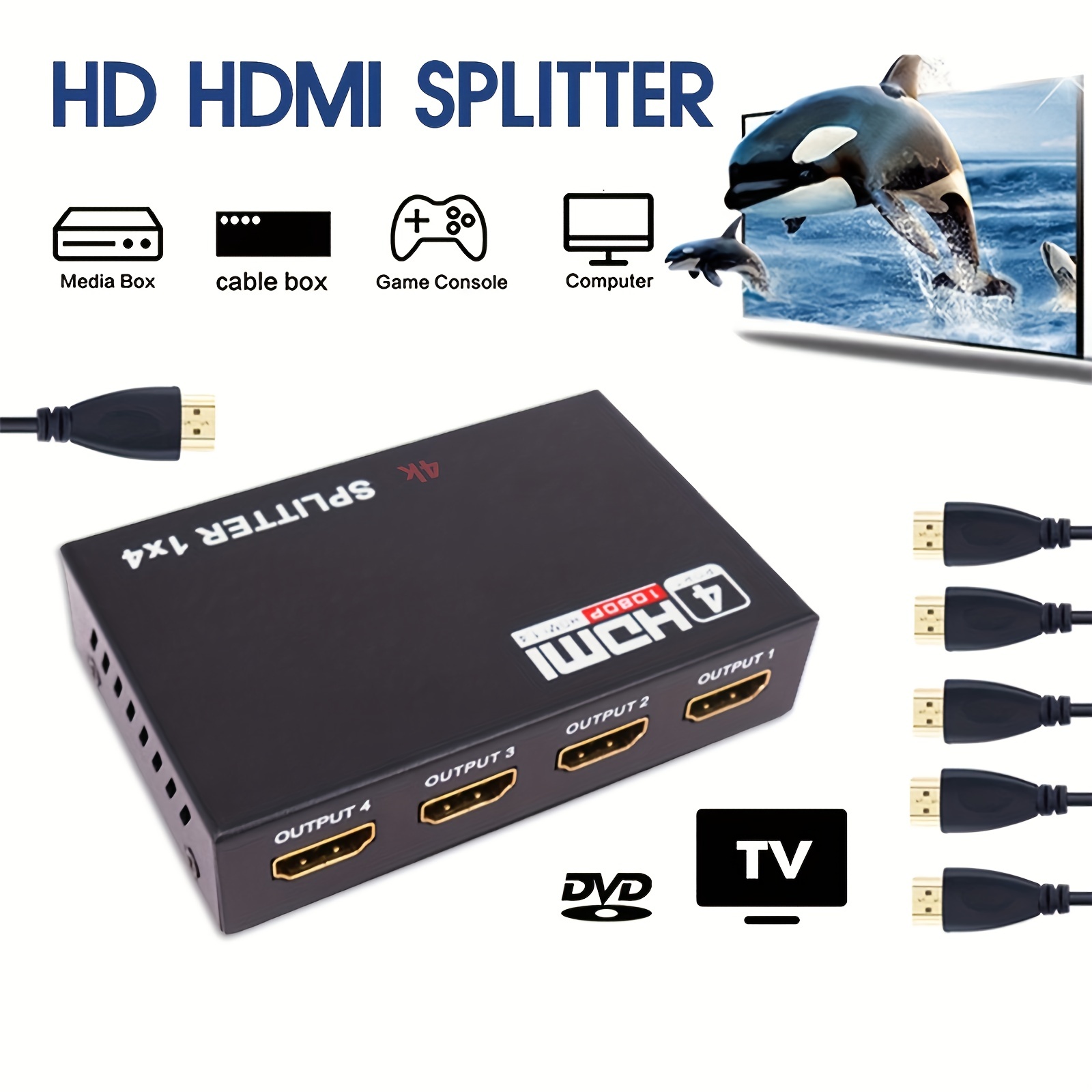 1080p HDMI to 2 Female 1 In 2 TV Out Splitter Amplifier Repeater Switcher  Box